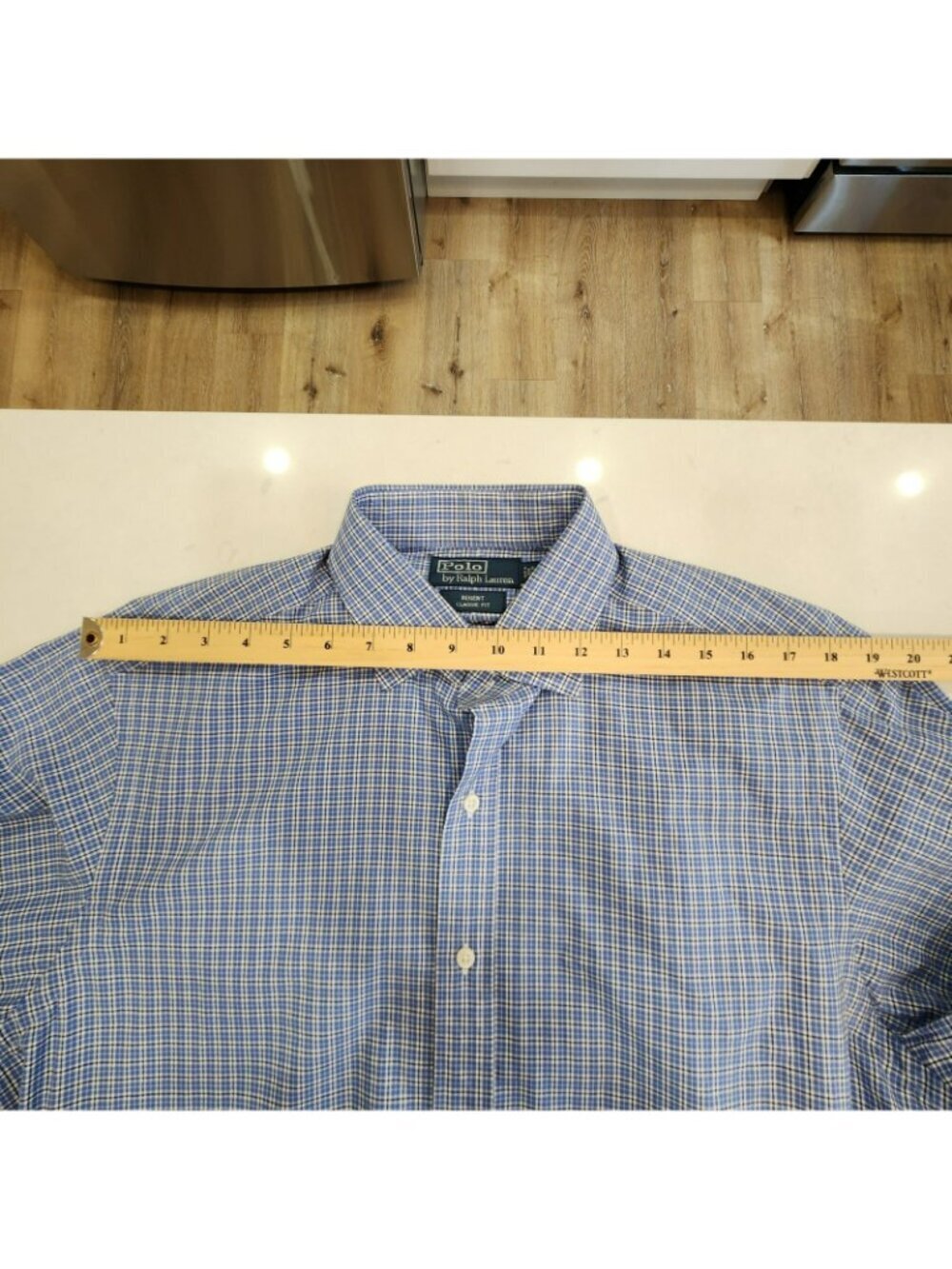 Polo Ralph Lauren Mens Regent Classic Fit Blue Plaid Gingham Dress Shirt 16.5" - Picture 6 of 10